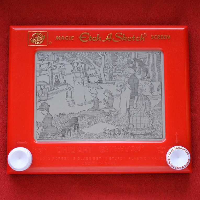 Impressive Etch A Sketch of Georges Seurat's Iconic Pointillist