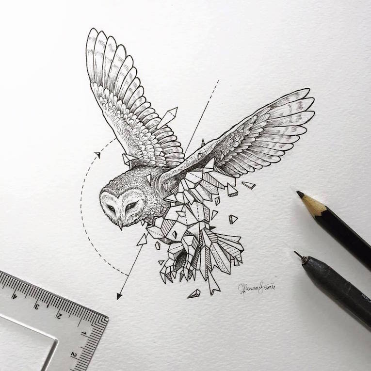 Tattoo-Worthy Drawings of Geometric Beasts by Kerby Rosanes - Adventures of  Yoo