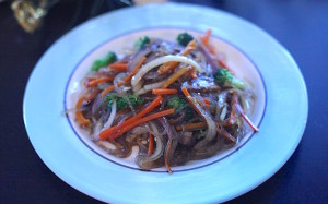 Japchae, Stir-Fried Glass Noodles (Vegetarian Style)