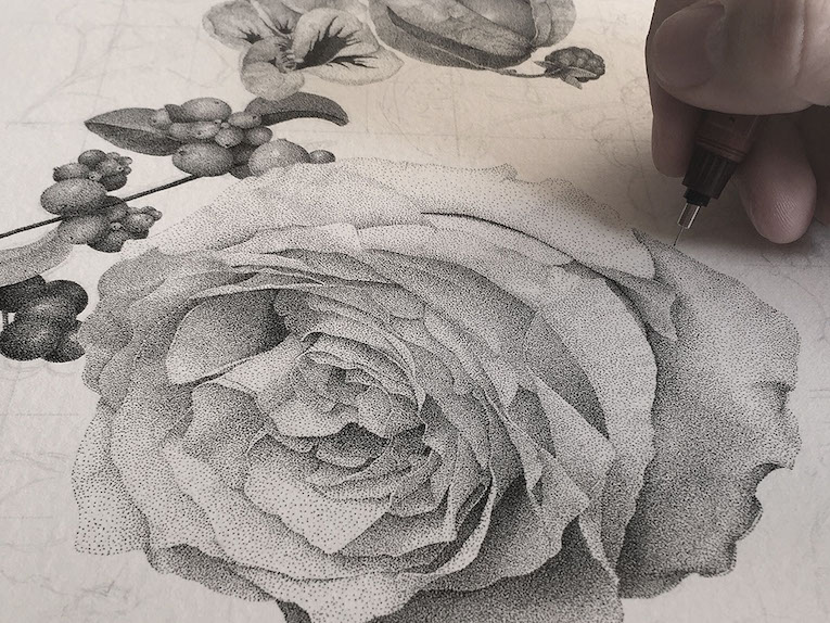 Nature-Inspired Stippling Art Comprises Millions of Hand-Drawn Dots