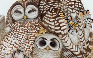Adorable Family of Owls Painting by Tiffany Bozic