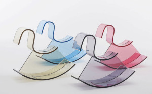 Acrylic Rocking Horses and Smile Stools by Nendo