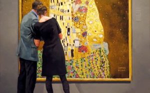 Museum Patrons Engrossed in Iconic Paintings by Karin Jurick