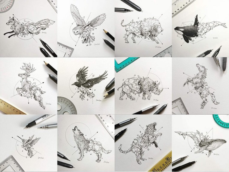 Tattoo-Worthy Drawings of Geometric Beasts by Kerby Rosanes - Adventures of Yoo Tattoo-Worthy Drawings of Geometric Beasts by Kerby Rosanes - Adventures of Yoo