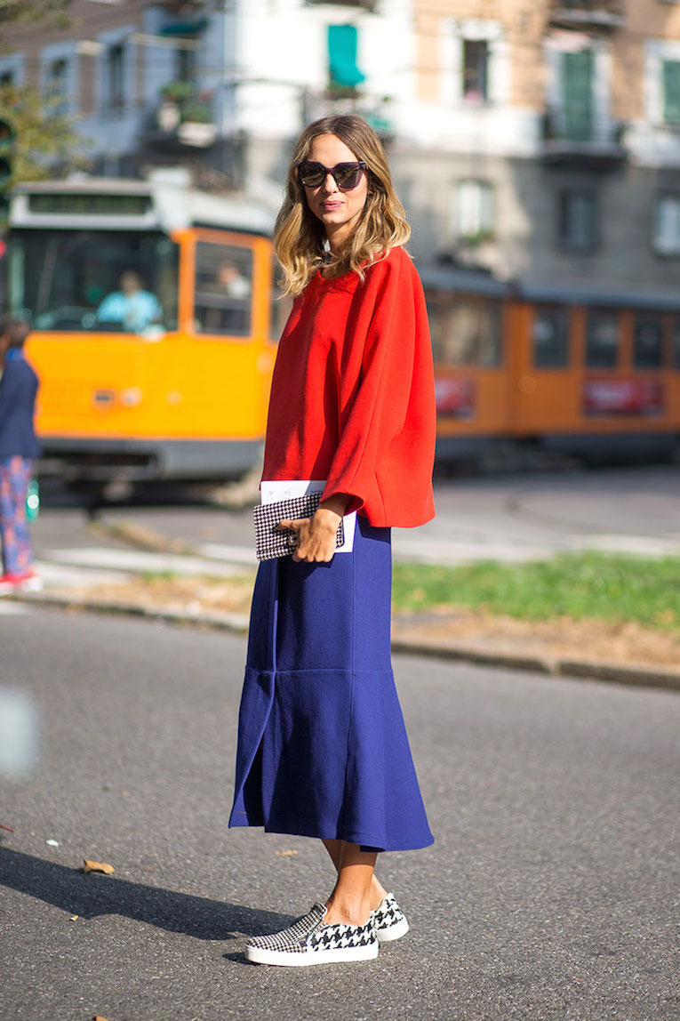 street style color blocking outfit